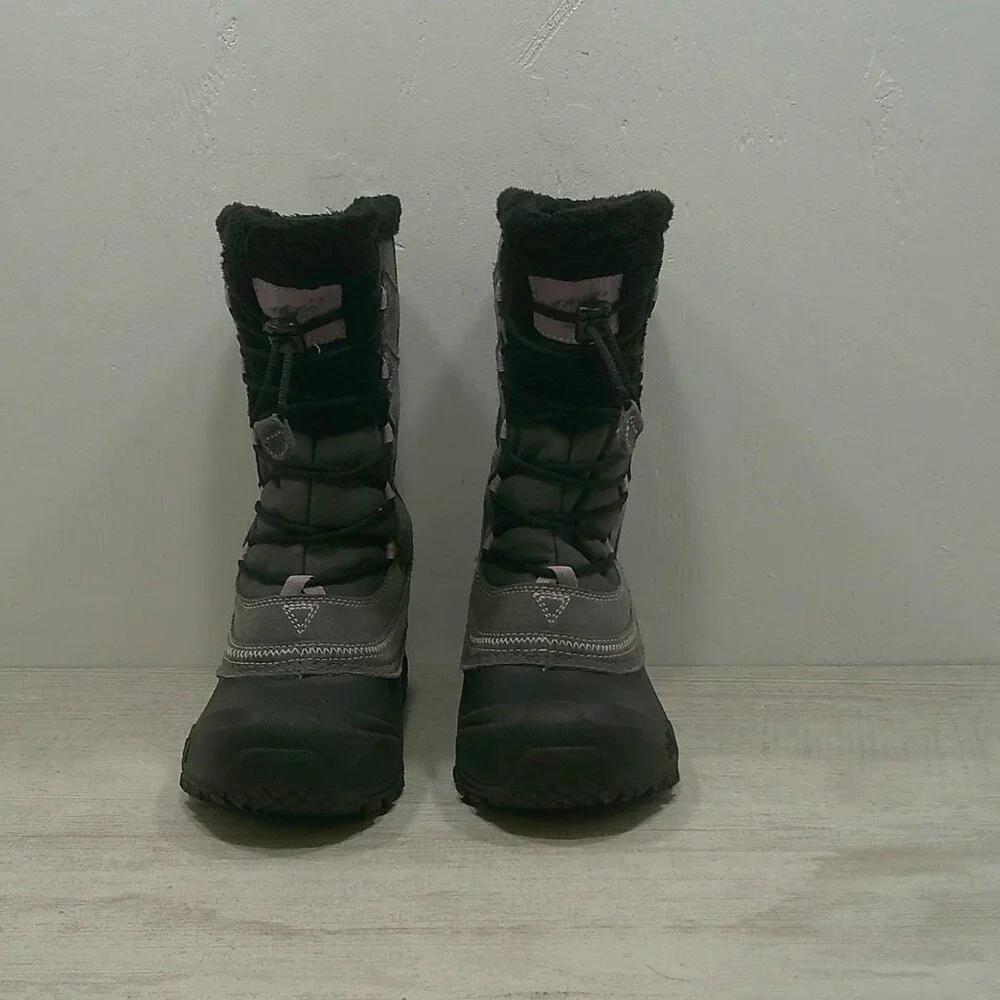 The North Face Shellista Lace up Gray Pink Waterproof Winter Snow Boot Size 3